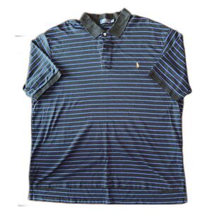 Polo Ralph Lauren 3XLT Big & Tall Pima Soft Touch Polo Black Blue Stripe Classic